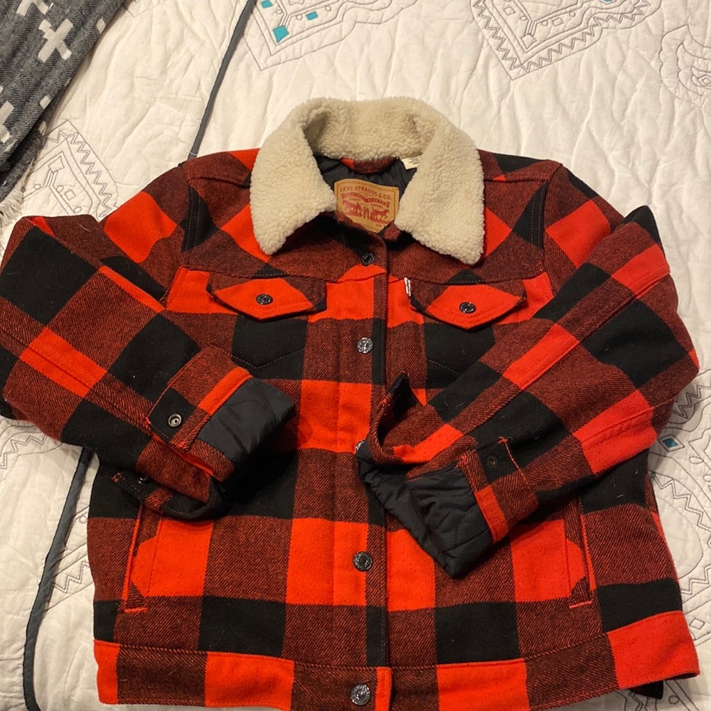 Levis nice condition size M original Levi’s check quilted lining jacket.